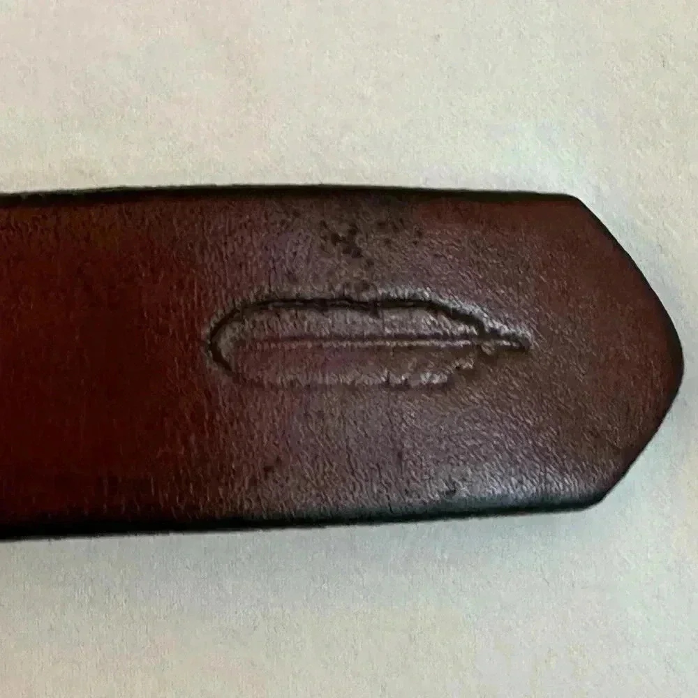 Men’s' Leather Belt With Three Wolves & a leaf